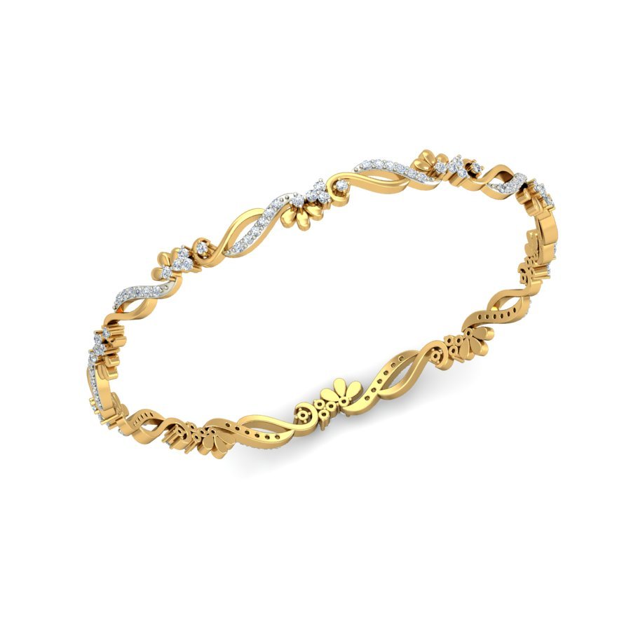 Floral League Diamond Bangles In Pure Gold By Dhanji Jewels