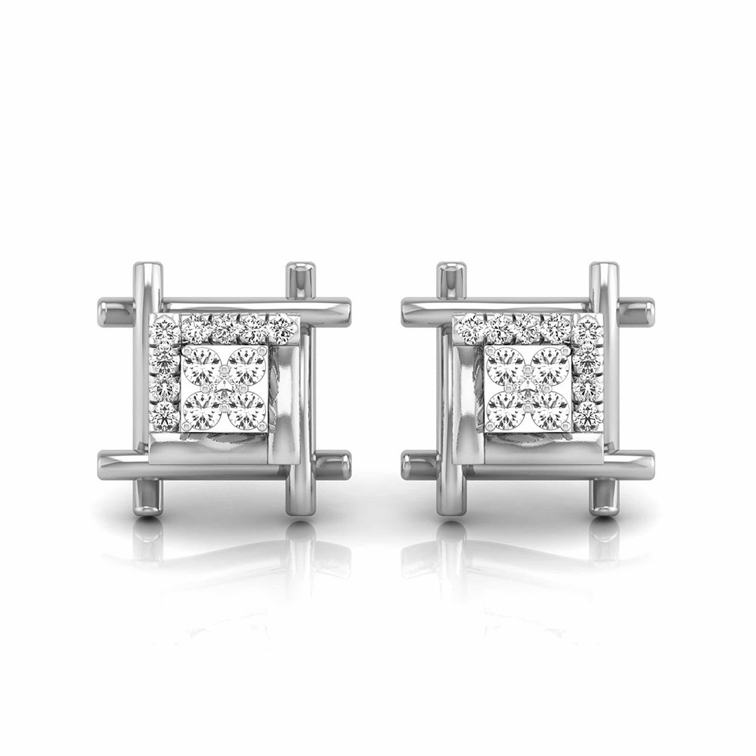 Squarish Mat Diamond Earring In Pure Gold By Dhanji Jewels