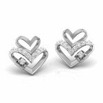 Dual Heart Diamond Earring In Pure Gold By Dhanji Jewels
