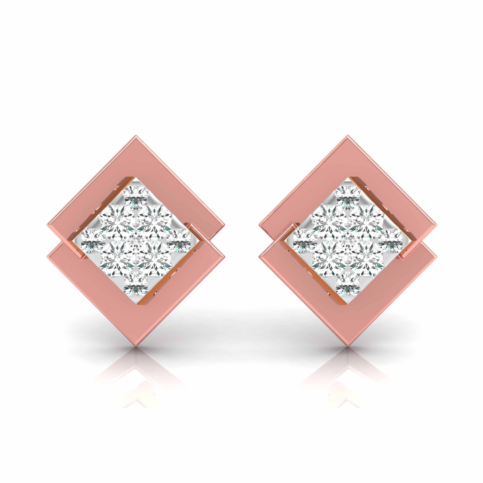 Sharp Square Diamond Earring In Pure Gold By Dhanji Jewels
