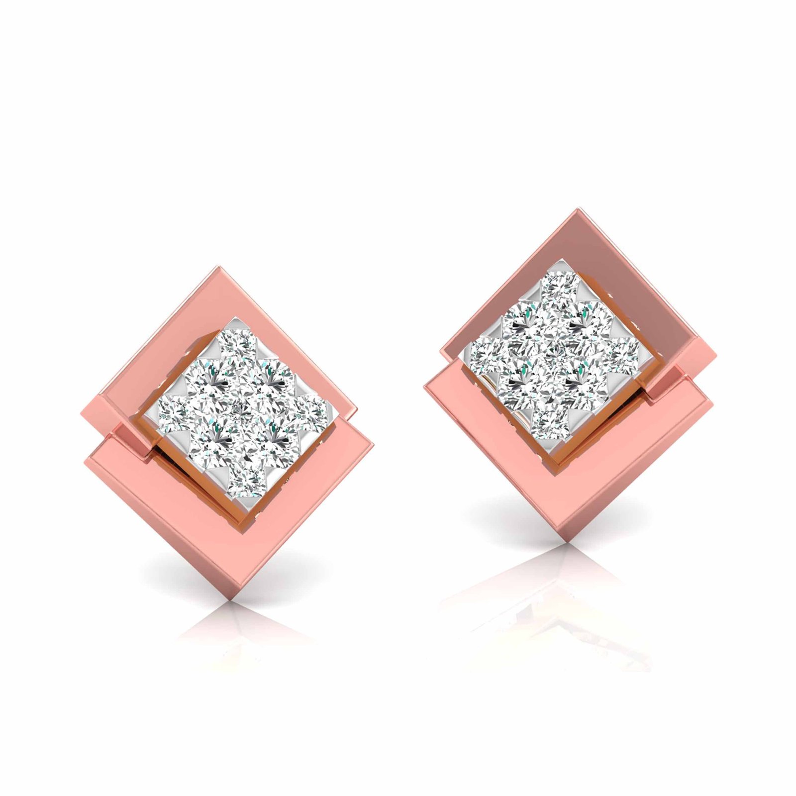 Sharp Square Diamond Earring In Pure Gold By Dhanji Jewels