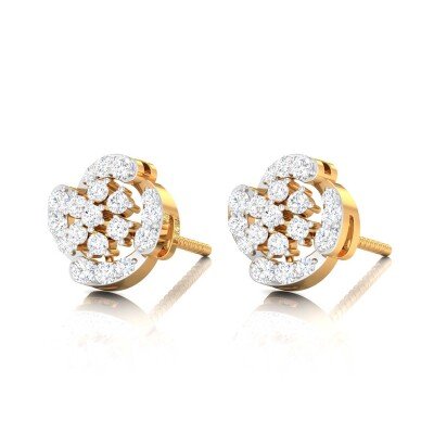 Petal Drift Diamond Earring In Pure Gold By Dhanji Jewels