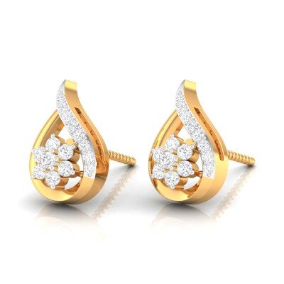 Floral Drop Diamond Earring In Pure Gold By Dhanji Jewels