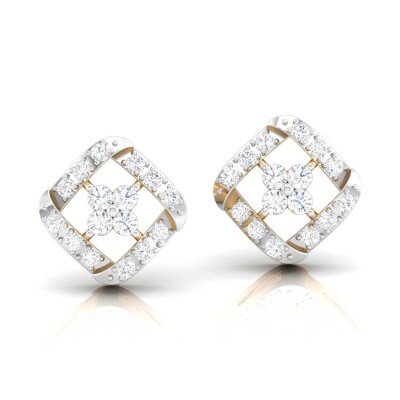 Radiant Square Diamond Earring In Pure Gold By Dhanji Jewels