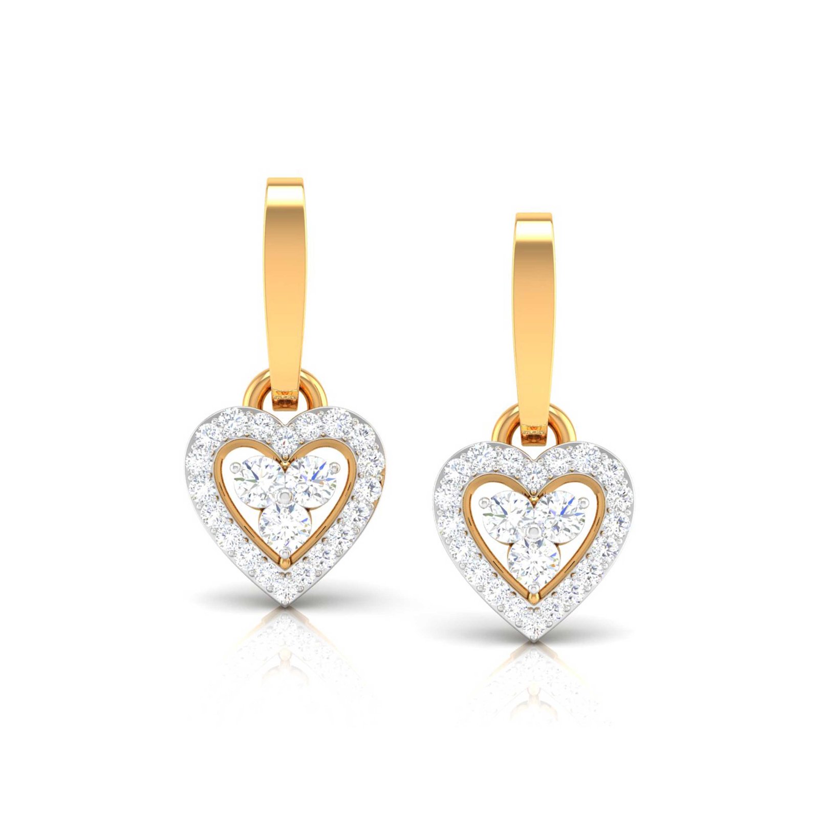Heart Drops Diamond Earring In Pure Gold By Dhanji Jewels