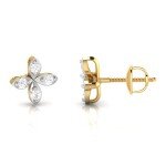 Four Petal stud Diamond Earring In Pure Gold By Dhanji Jewels
