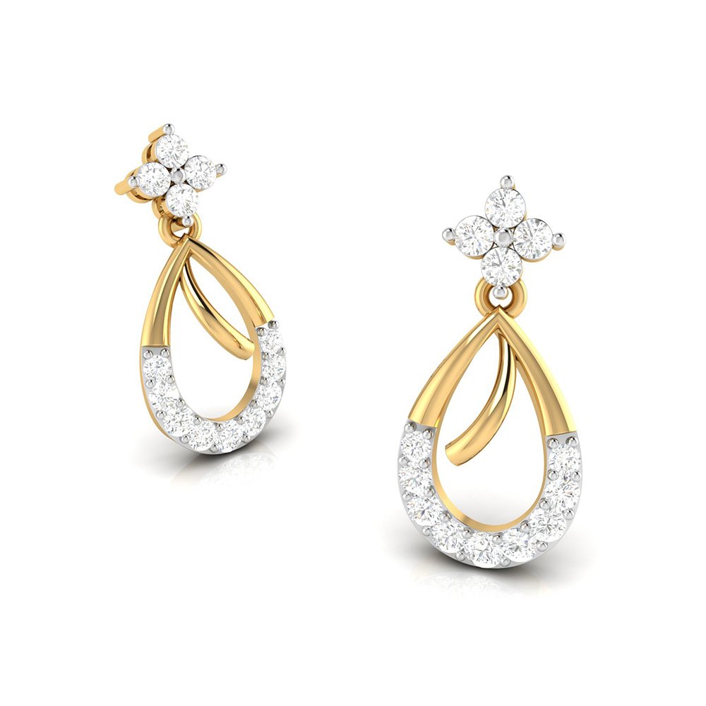 Engraved Love Diamond Earring In Pure Gold By Dhanji Jewels