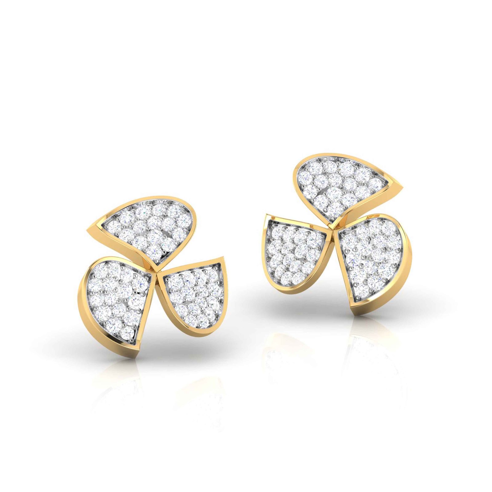 Spinning Fan Diamond Earring In Pure Gold By Dhanji Jewels