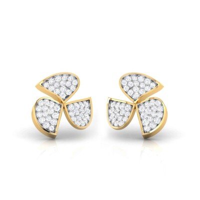 Spining Fan Diamond Earring In Pure Gold By Dhanji Jewels