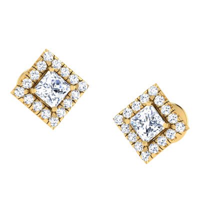 Stunning Rhombus Diamond Earring In Pure Gold By Dhanji Jewels