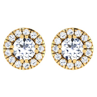 Luminous Crystal Solitaire Diamond Earring In Pure Gold By Dhanji Jewels