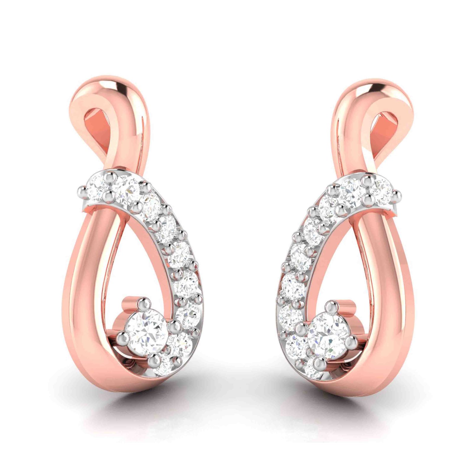 Drop Curve Diamond Earring In Pure Gold By Dhanji Jewels