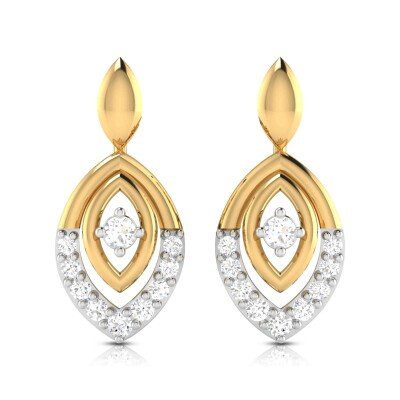 Leaf Drop Diamond Earring In Pure Gold By Dhanji Jewels