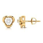 Pretty Floral Stud Diamond Earring In Pure Gold By Dhanji Jewels