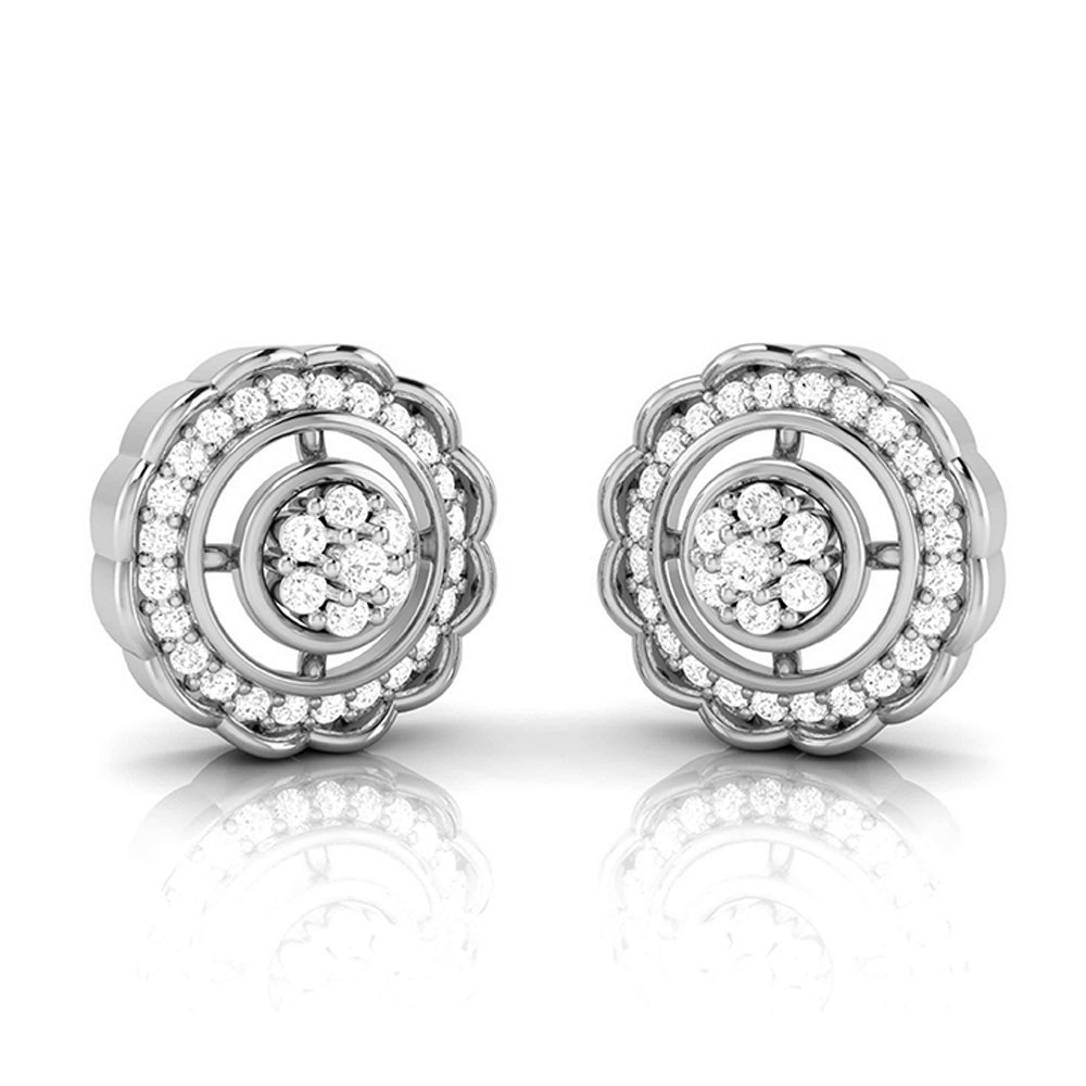 Floral Wheel Diamond Earring In Pure Gold By Dhanji Jewels