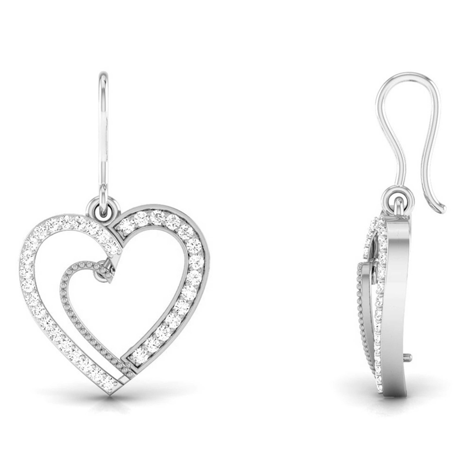 Joint Heart Diamond Earring In Pure Gold By Dhanji Jewels