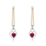 Dropping Heart Diamond Earring In Pure Gold By Dhanji Jewels
