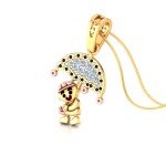 Boy Under Umbrella Diamond Pendant In Pure Gold By Dhanji Jewels
