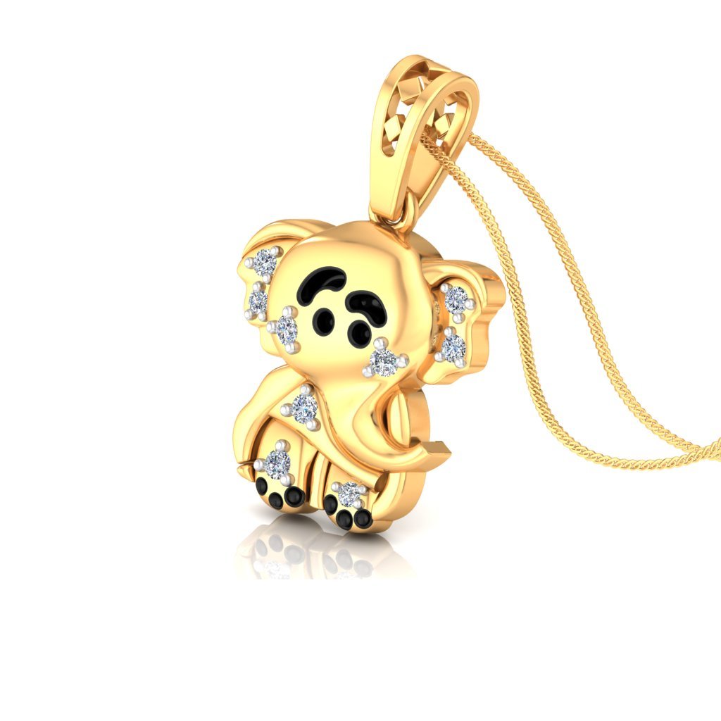 Baby Elephant Diamond Pendant In Pure Gold By Dhanji Jewels