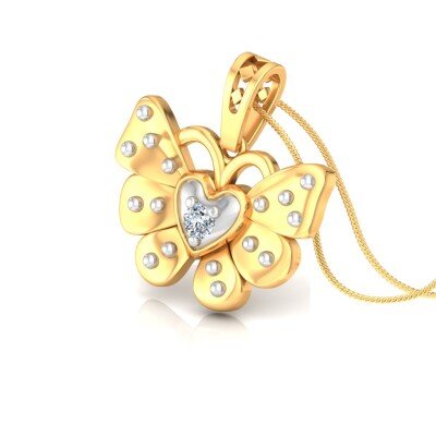 Blessed Butterfly Diamond Pendant In Pure Gold By Dhanji Jewels