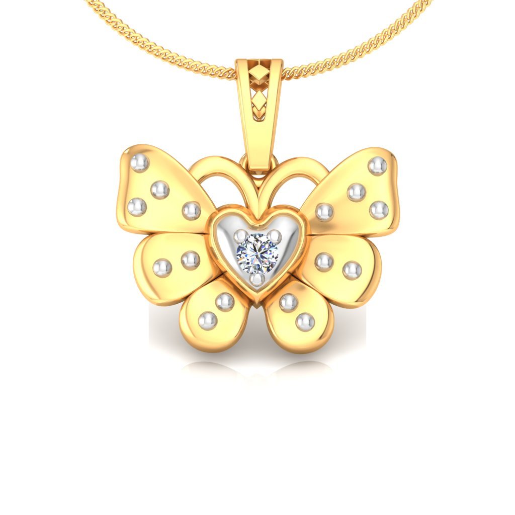 Blessed Butterfly Diamond Pendant In Pure Gold By Dhanji Jewels