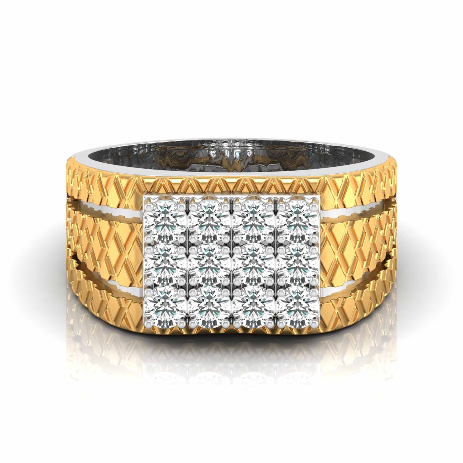 Traditional Engagement Man's Diamond Ring In Pure Gold By Dhanji Jewels