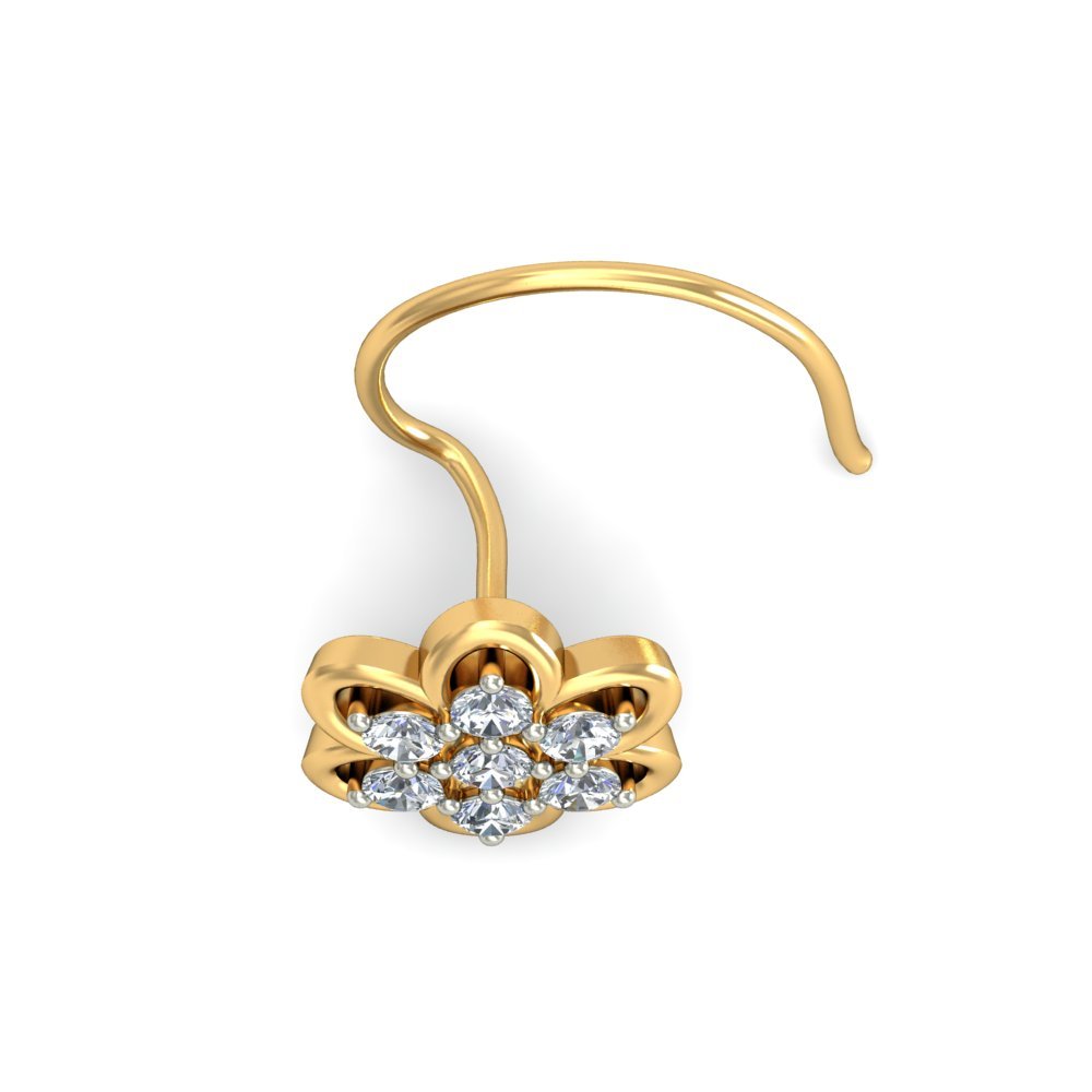 Floral Diamond Nosepin In Pure Gold By Dhanji Jewels