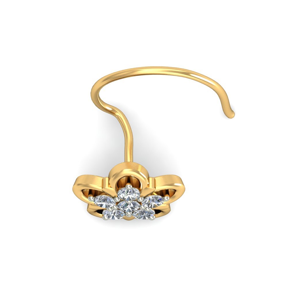 Floral Courage Diamond Nosepin In Pure Gold By Dhanji Jewels