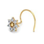 Shiny Snowflake Diamond Nosepin In Pure Gold By Dhanji Jewels