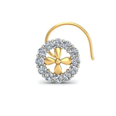 Floral Halo Diamond Nosepin In Pure Gold By Dhanji Jewels