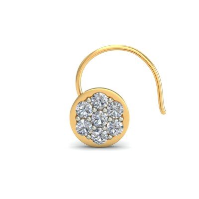 Round  Shaped Diamond Nosepin In Pure Gold By Dhanji Jewels