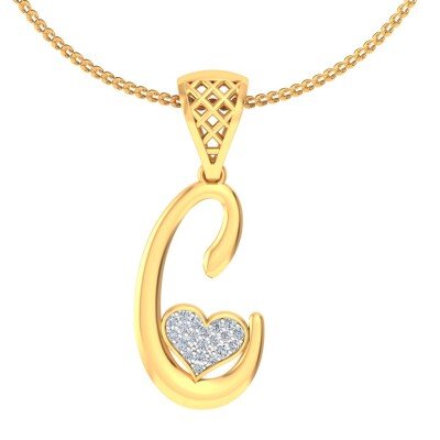 C For Cheerful Diamond Pendant In Pure Gold By Dhanji Jewels