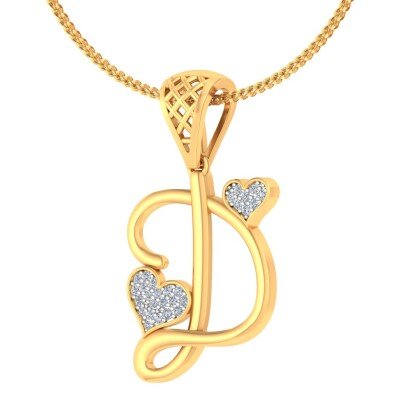 D For Diva Diamond Pendant In Pure Gold By Dhanji Jewels