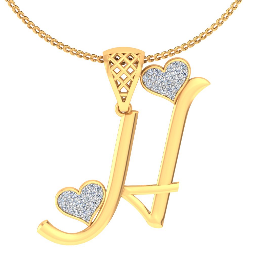 H For Hearty Diamond Pendant In Pure Gold By Dhanji Jewels