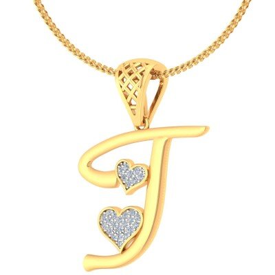 J For Joyful Diamond Pendant In Pure Gold By Dhanji Jewels