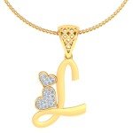 L For Lively Diamond Pendant In Pure Gold By Dhanji Jewels