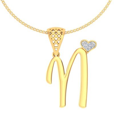 N For Noble Diamond Pendant In Pure Gold By Dhanji Jewels