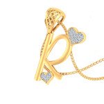 R For Radiant Diamond Pendant In Pure Gold By Dhanji Jewels
