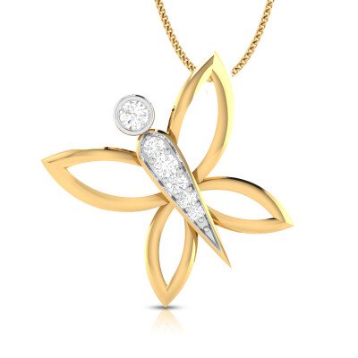 Blooming Butterfly Diamond Pendant In Pure Gold By Dhanji Jewels