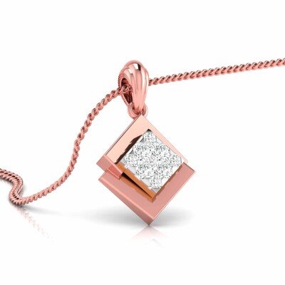 Overlapping Square Diamond Pendant  In Pure Gold By Dhanji Jewels