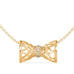 Hourglass Bow Diamond Pendant In Pure Gold By Dhanji Jewels