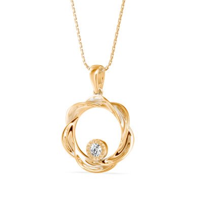 Wavy Circle Diamond Pendant In Pure Gold By Dhanji Jewels