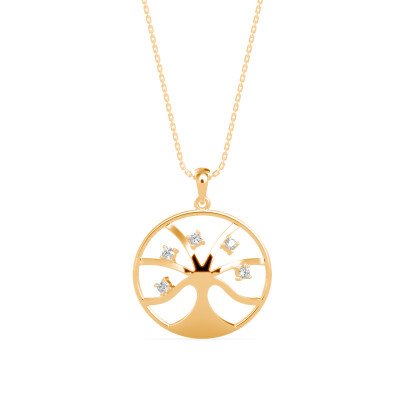 Tree Of Fortune Diamond Pendant In Pure Gold By Dhanji Jewels