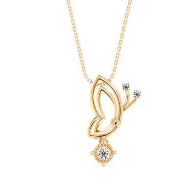 Caring Butterfly Diamond Pendant In Pure Gold By Dhanji Jewels