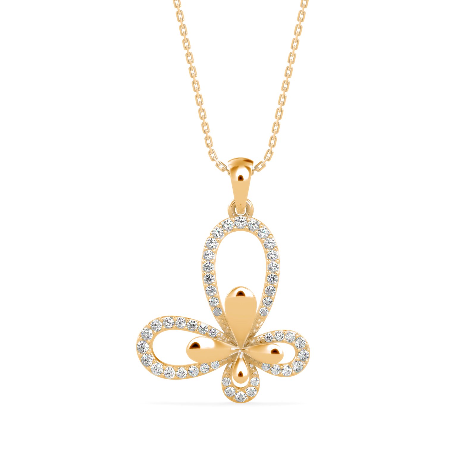 Happy Butterfly Diamond Pendant In Pure Gold By Dhanji Jewels