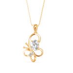 Butterfly With Crystal Diamond Pendant in Pure Gold By Dhanji Jewels