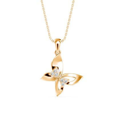 Butterfly's Bow Diamond Pendant In Pure Gold By Dhanji Jewels