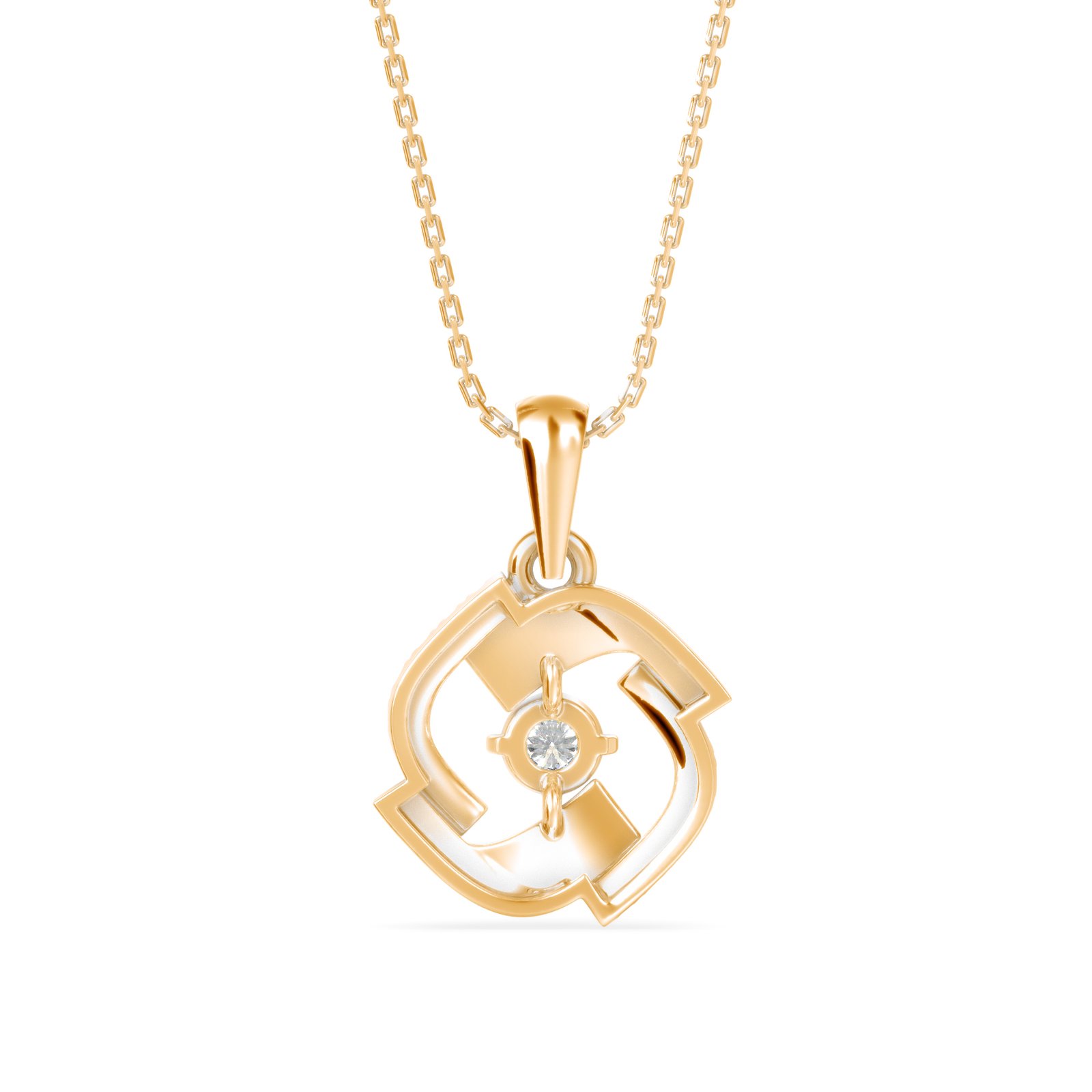 Spinning Curved Square Diamond Pendant In Pure Gold By Dhanji Jewels