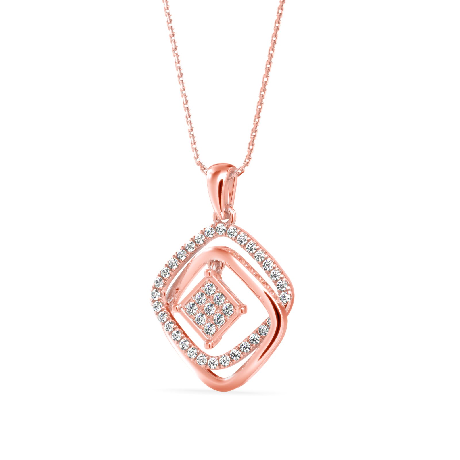 Interlocked Curved Square Diamond Pendant In Pure Gold By Dhanji Jewels