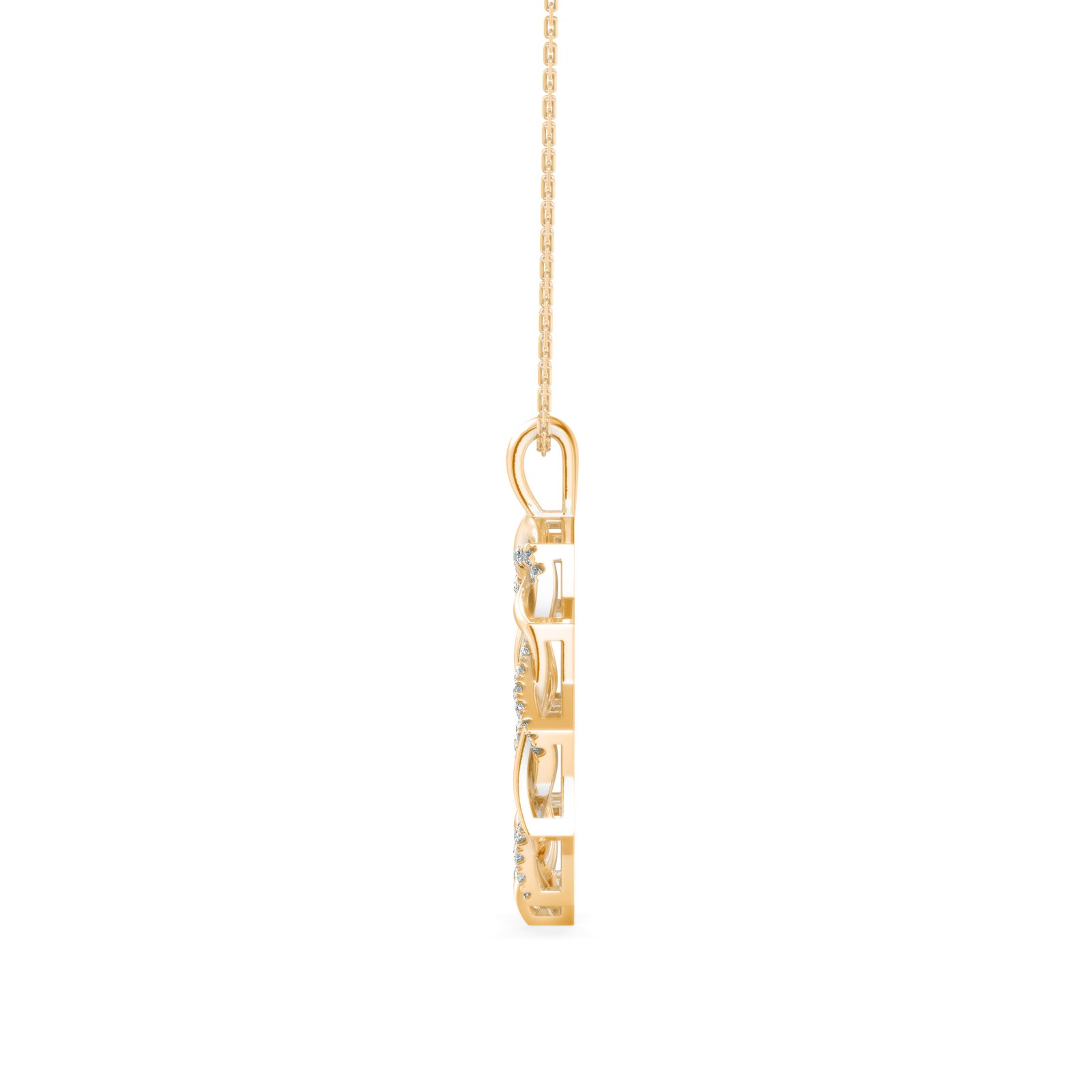 Twisted Ribbon Diamond Pendant In Pure Gold By Dhanji Jewels